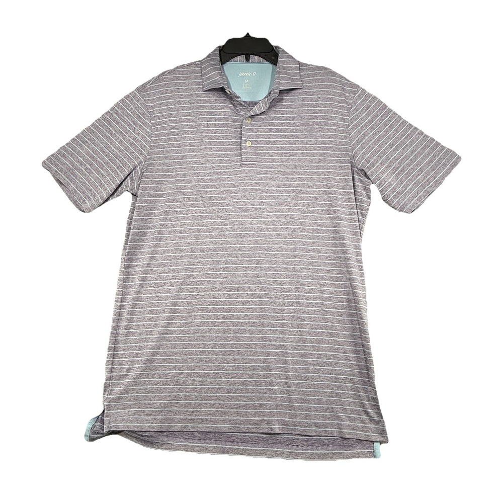 Johnnie - O‎ Men's M Medium Purple Blue Striped Preppy  Golf Polo Shirt